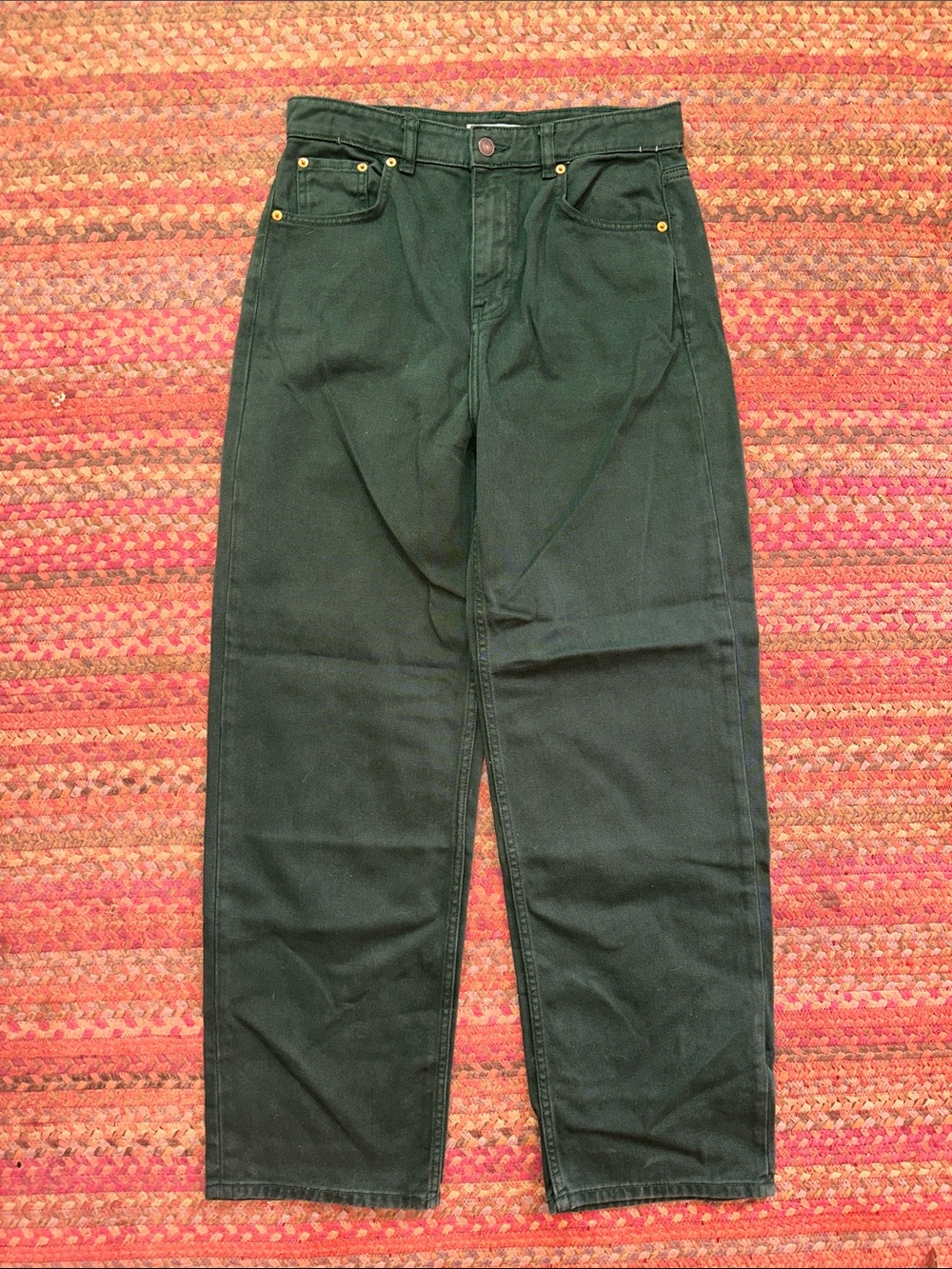 MOTEL DENIM Dark Green Straight-Leg Pants
